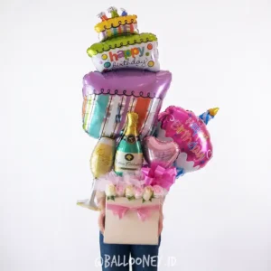 hadiah custom rangkaian balon bunga jakarta tangerang