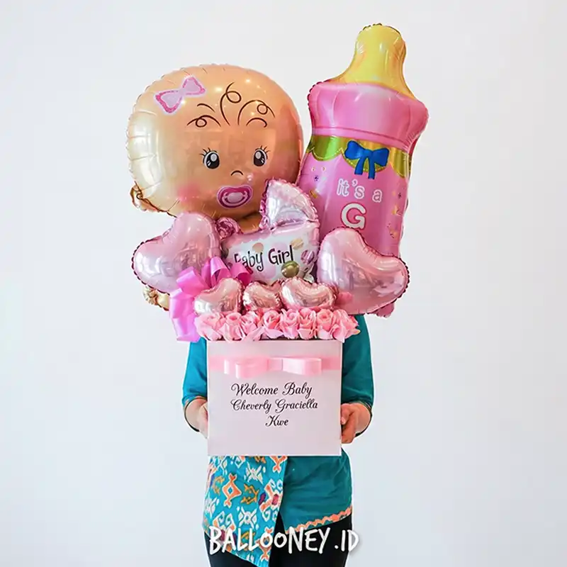 hadiah custom rangkaian balon bunga jakarta tangerang
